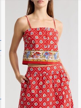 WAYF Josefina Mix Print Crop Top Size XS